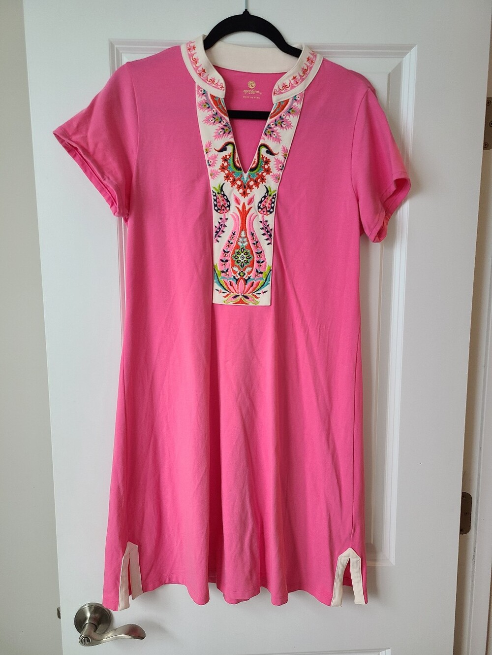 Spartina 449 Pink Embroidered Notch Neck Tennis Dress
